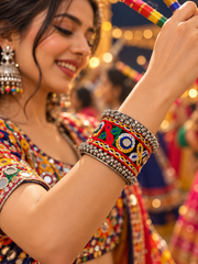 Rangoli Mirror Work Statement Garba Cuff