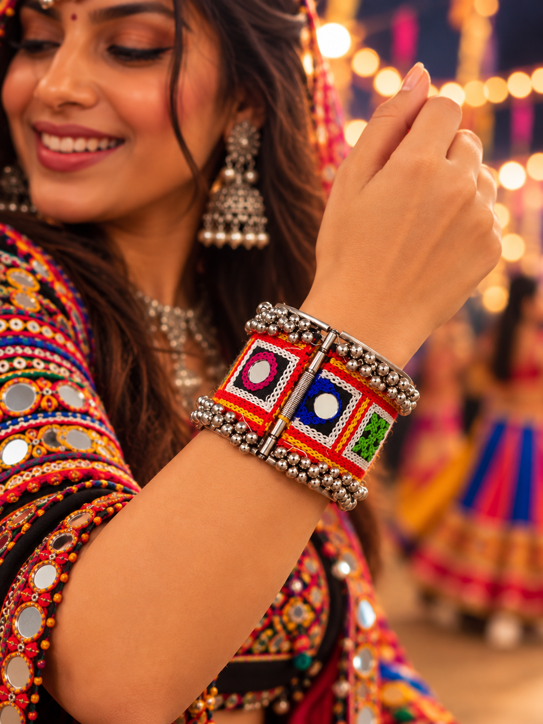 Rangoli Mirror Work Hinged Garba Cuff
