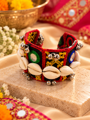 Shell & Mirror Work Boho Garba Cuff
