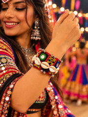 Shell & Mirror Work Boho Garba Cuff