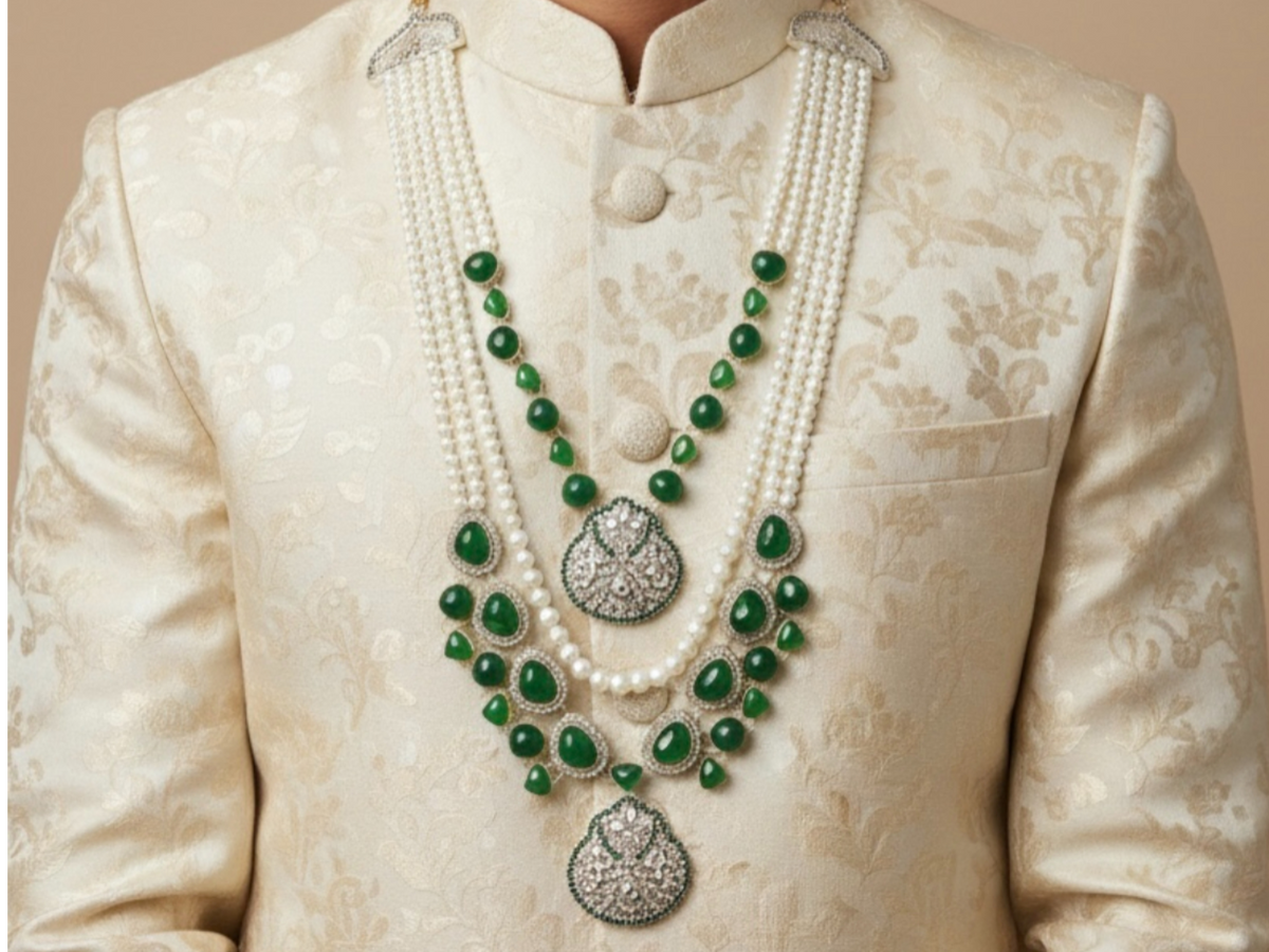 JB - Antique Groom Mala - Green