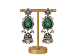 Ethereal Green Floral Statement Jhumkas with Gift Box and message card