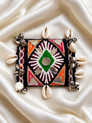 Rang Rasiya Black & Multicolour Mirror Work Openable Kada – Traditional Navratri Hand Accessory
