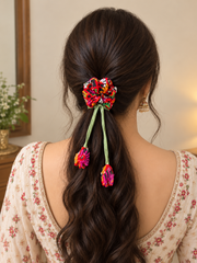 Navratri Multicolour Braided Hair Accessory – Traditional Garba Hair Ornament