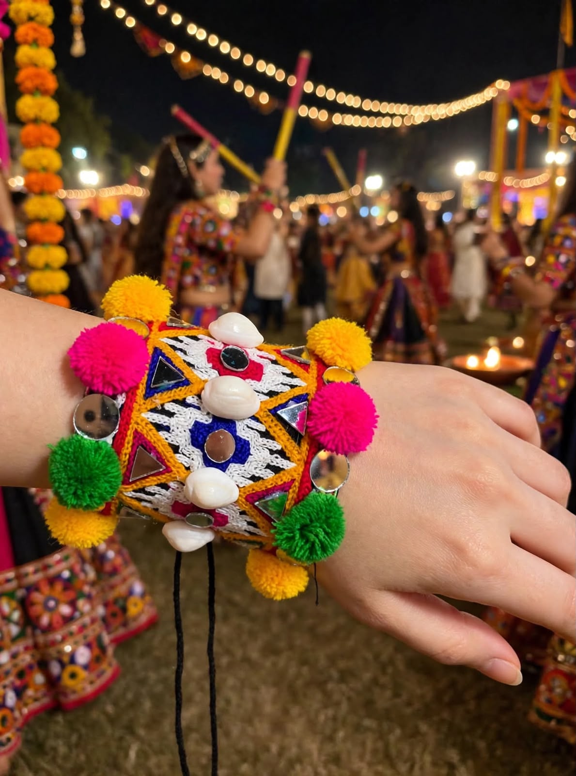 Rangili Phool Multicolour Floral Hand Band – Navratri Special