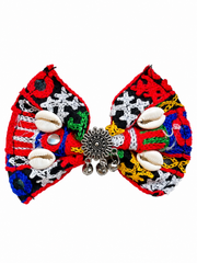 Navratri Multicolour Embroidered Hair Clips with Shell Motifs & Traditional Charms – Garba Special
