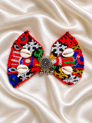Navratri Multicolour Embroidered Hair Clips with Shell Motifs & Traditional Charms – Garba Special
