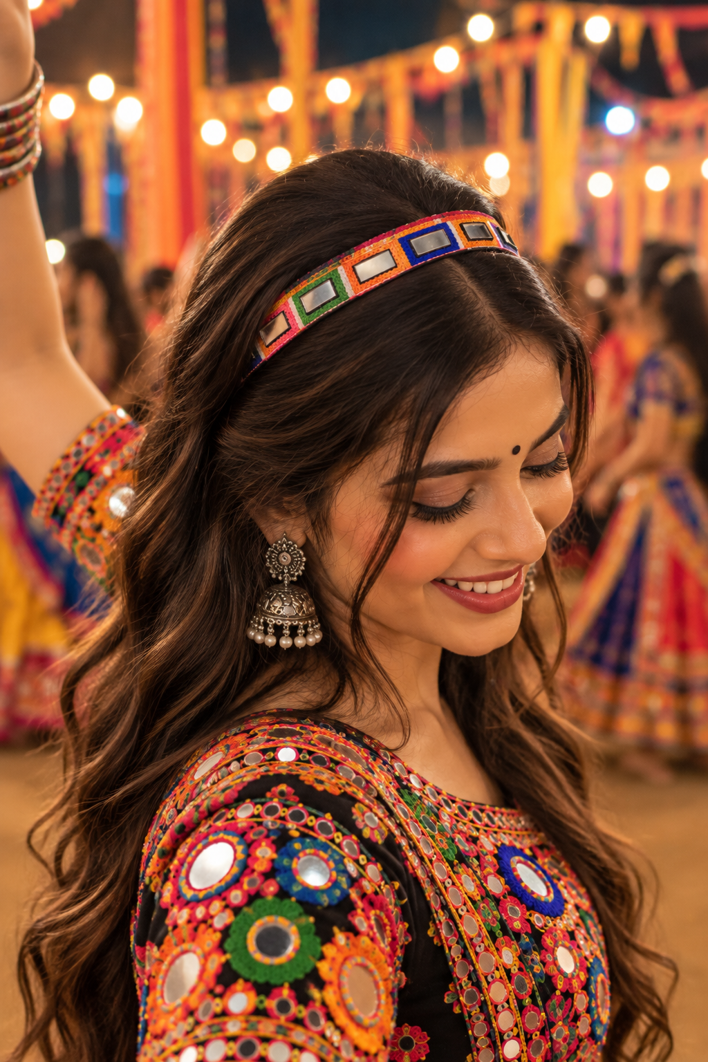 Rangoli – Multicolour Mirror Work Navratri Hairband