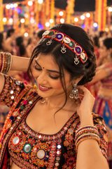 Rang Rasiya – Multicolour Navratri Hairband with Silver Angel Heart Charms