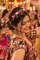 Rang Rasiya – Multicolour Navratri Hairband with Silver Angel Heart Charms
