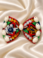 Navratri Multicolour Embroidered Hair Accessories with Cowrie Shells – Traditional Garba Special