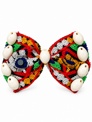 Navratri Multicolour Embroidered Hair Accessories with Cowrie Shells – Traditional Garba Special