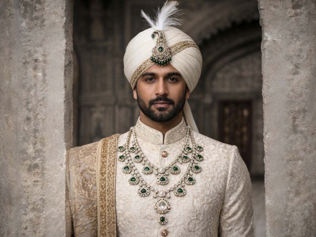 JB - Maharaj inspired Groom Mala and Kalgi