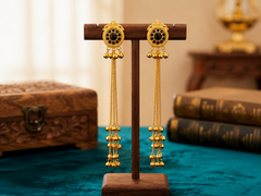 The Tri-Color Harmony Earring Trio: Celestial Gold Dangle Collection