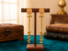 The Tri-Color Harmony Earring Trio: Celestial Gold Dangle Collection