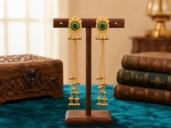 The Tri-Color Harmony Earring Trio: Celestial Gold Dangle Collection