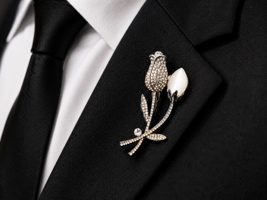 Royal Tulip Crystal Lapel Brooch for Men