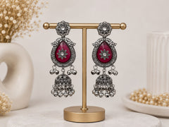 Ethereal Magenta Floral Statement Jhumkas with Gift Box and message card