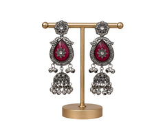 Ethereal Magenta Floral Statement Jhumkas with Gift Box and message card