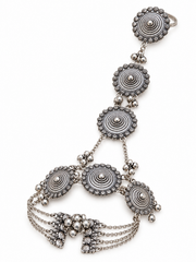 Navratri Tribal Oxidised Silver Hathphool