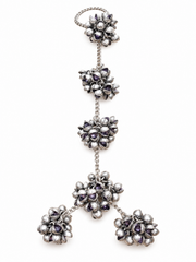 Oxidised Silver Floral Ghungroo Hathphool – Navratri Collection