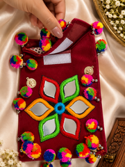 Rang Rasiya Red Mirror Work Navratri Potli Purse
