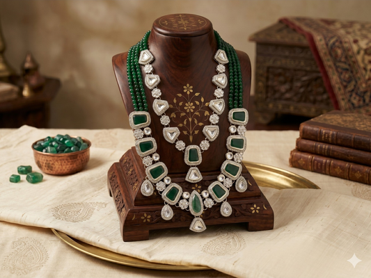 Opulent Emerald Wedding Mala - Green