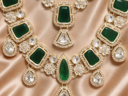 Opulent Emerald Wedding Mala - Green
