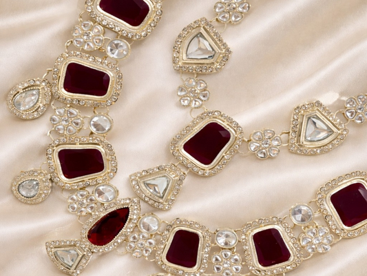 Opulent Emerald Wedding Mala - Red