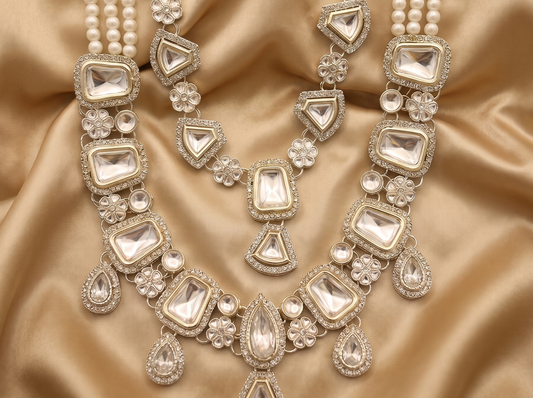 Opulent Emerald Wedding Mala - White