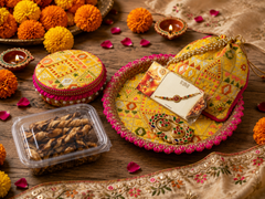 Golden Bloom Traditional Rakhi Gift Set