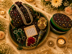 Royal festivity Teej Celebration Thaal Combo with Potli, Ladoo Box & Shagun Essentials