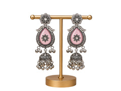 Ethereal Pink Floral Statement Jhumkas with Gift Box and message card