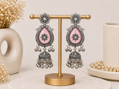 Ethereal Pink Floral Statement Jhumkas with Gift Box and message card