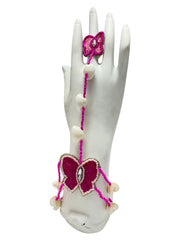 Pink Butterfly Cowrie Shell Statement Jewelry Set