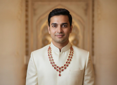 JB - Mayur Stone Groom Mala - Maroon