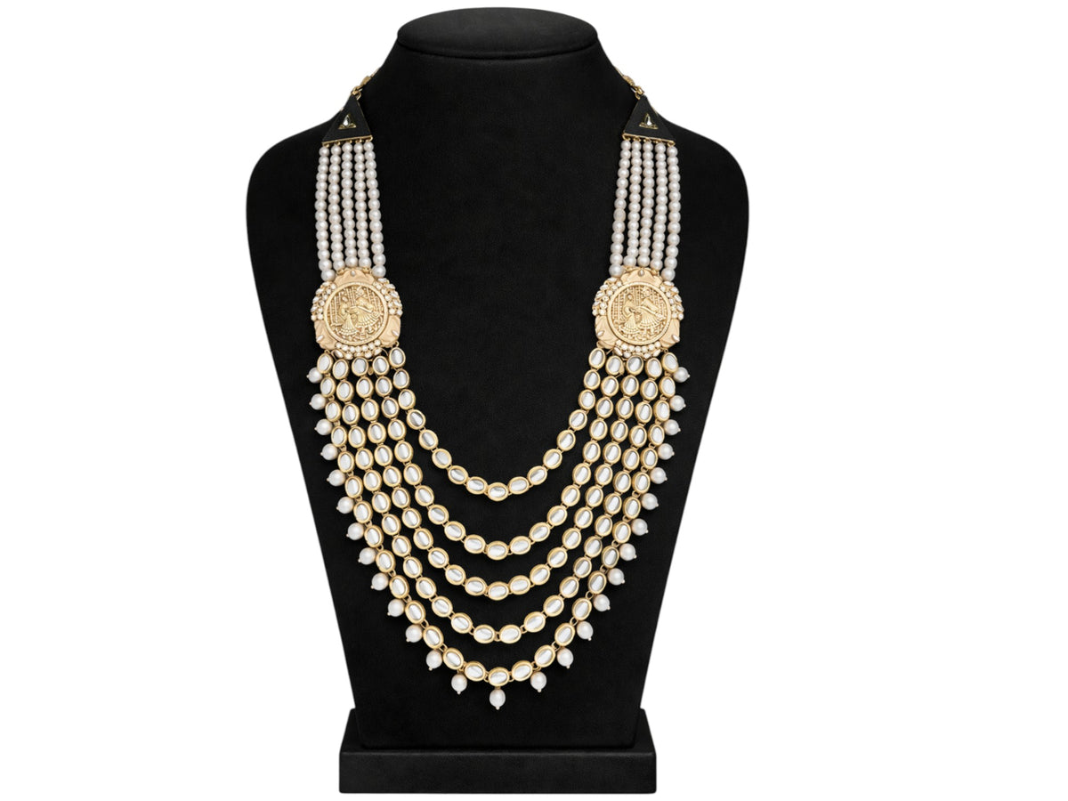 Royal Mirror & Pearl Multi-Layer Groom Mala