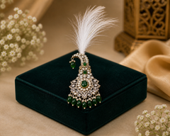 JB - Royals (ISHAN KHATTAR )inspired Maharaja Groom Mala and Kalgi Set (Big Emerald)