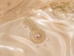 Traditional Groom kalgi with Kundan Work & Pearl Danglers - Baby Pink