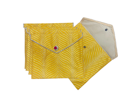 Silk Yellow Saree Cover with Gold Zari Pattern