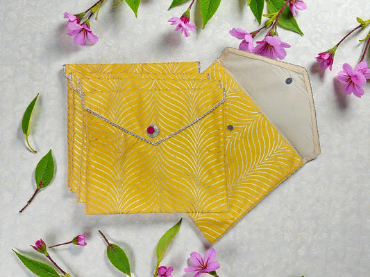 Silk Yellow Saree Cover with Gold Zari Pattern