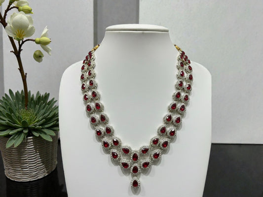 JB - Mayur Stone Groom Mala - Maroon