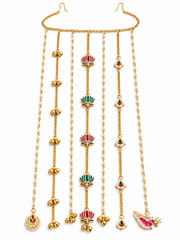 Navratri Lotus & Ghungroo Gold-Tone Headpiece – Traditional Garba Hair Jewellery