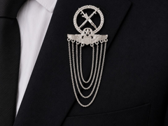 Warrior Chain Lapel Brooch for Men – Silver Finish Suit Pin