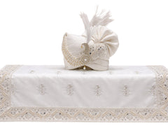 Pearl off- White Groom Pagdi with Safa and Kalgi