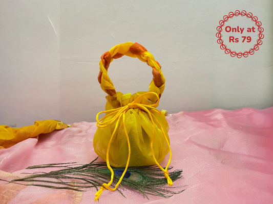 Yellow Tie Wrap Potli Bag (Pack of 10)